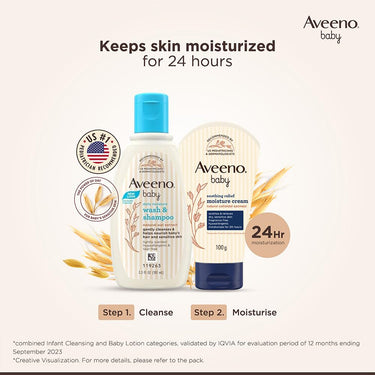 Aveeno Baby Soothing Relief Moisture Cream 100g 24-Hour Protection for Dry, Itchy, Sensitive Skin | Clinically Proven | Active natural oats | US pediatrician recommended | Hypoallergenic, fragrance-free & paraben-free